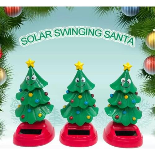 Car Ornament Solar Powered Shaking Christmas Tree Dancing Car Shaking Head Doll For Funny Kids Gift