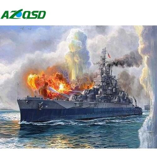 AZQSD Unframe DIY Painting By Number Canvas Kits Landscape Handpainted Gift Adult Coloring By Numbers Boat Home Decoration