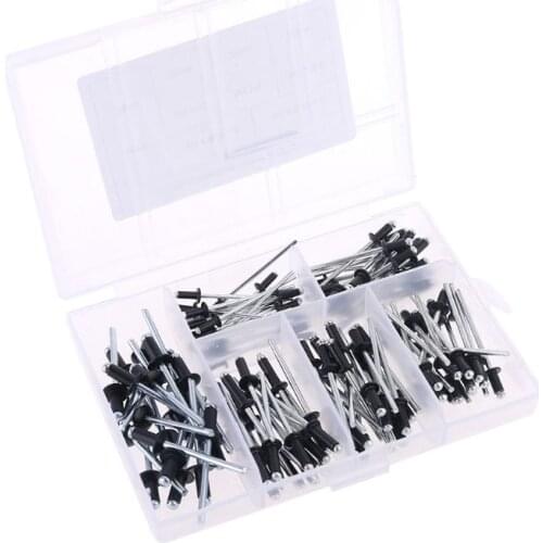 120Pcs/set M2.4 M3.0 M3.2 M4 Black Aluminium Blind Rivets Nail Decoration Rivets For Furniture Assortment Kit Dropshipping