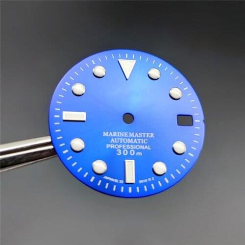 28.5mm Luminou Watch Dial Diving Dial Marinemaster With Date Window For NH35 Automatic Movement