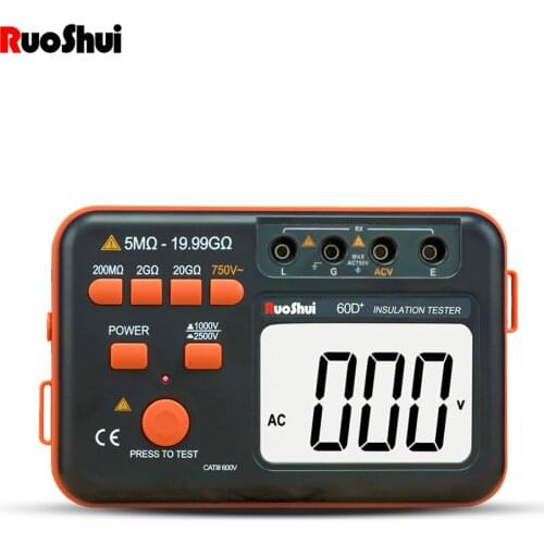 RuoShui VC60D Digital Insulation Short Circuit Tester Resistance 2500V Megger Ohm Meter Megohmmeter Electrical
