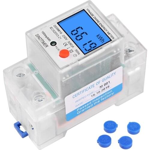 Din Rail Lcd Digital Backlight Energy Meter Single Phase Power Meter Kwh Power Consumption Electronic Wattmeter AC 230V 80A