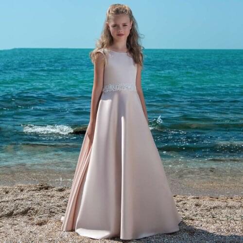 Gy Girls Pageant Dresses First Communion Dresses Pink Lovely Kids Evening Gowns Princess Lace Flower Girl Dresses