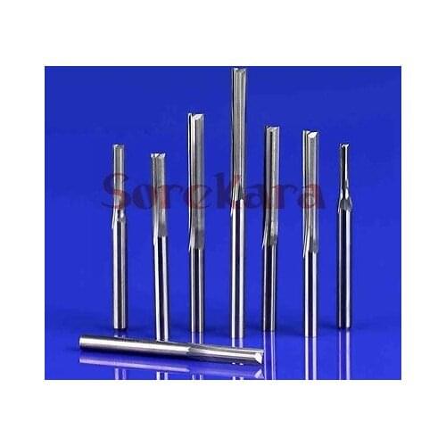 Shank 3.175mm Length 7mm-42mm Two Straight Flutes Milling Cutter CNC Carving Cutting Bits End Mill Cutters Tools Carving Wood
