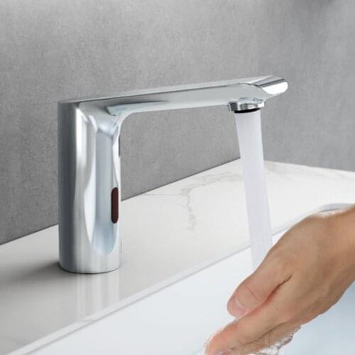 Faucet Sensor Bathroom Automati Hands Touch Free Water Saving Inductive Electric Water Tap Battery Power Basin Faucets