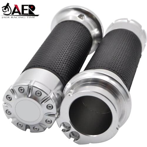JAER Chrome Motorcycle CNC Handle 1" 25mm Handlebar Hand Grips for Harley Sportster Touring Dyna Motorbike