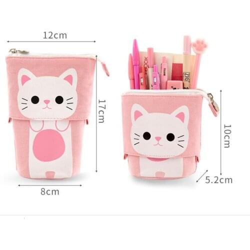 Creative Shrinkable Lovely Cat Pen Bag Pen Holder