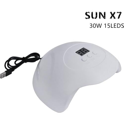 30W UV LED Nail Lamp Dryer For Gel Lamps Set Sun Light Drying Curing Nails Varnish Polish Hybrid Machine White Pink SUN X7