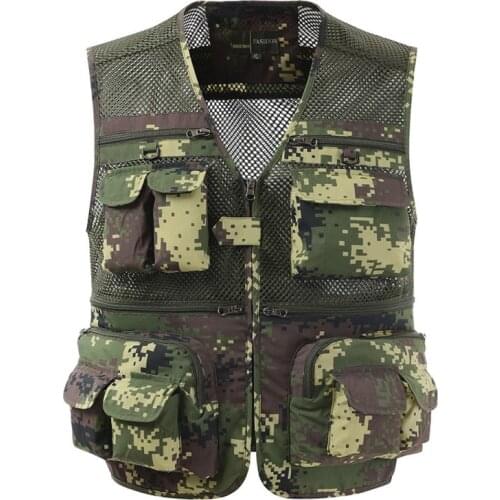 Summer Men Camouflage Mesh Breathable Vest Outdoor Fishing Angling Hunting Multi-pocket Photography Director Thin Waistcoat Tops