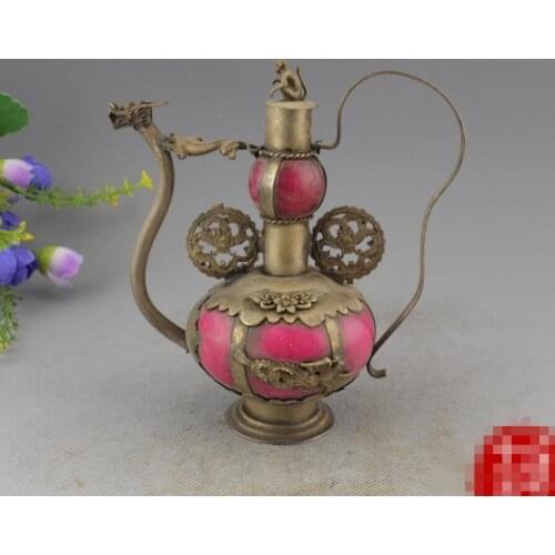 Copper Statue Brass ornament handicraft business gift dragon wine pot teapot
