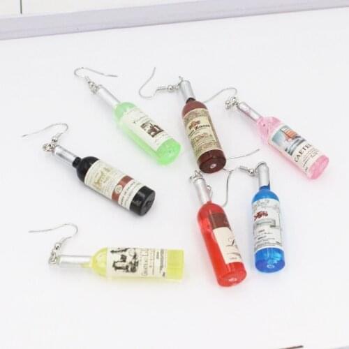 Cute Wine Bottle Drop Earrings Women Fashion Novelty Cocktail Wine Bottle Dangle Earing Female Jewelry Party Gift Brincos