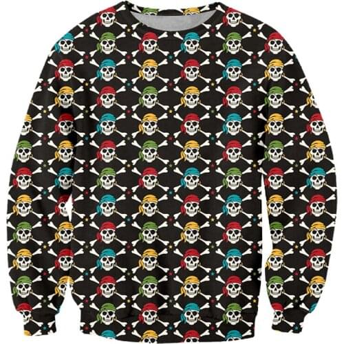 IFPD EU Size Fashion Casual Sweatshirt Cool 3D Print Pirate Skull Long Sleeves Shirts Mens Terror Streetwear Plus Size Pullover