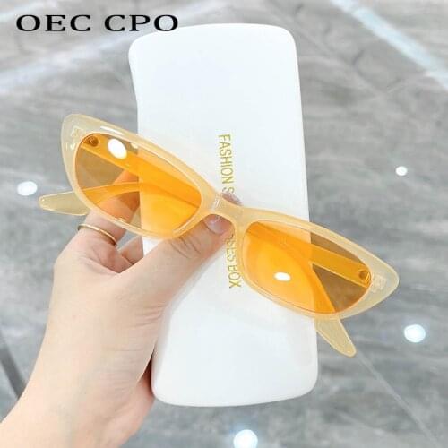 OEC CPO Fashion Small Square Sunglasses Women 2021 Vintage Orange Hot Ladies Sun Glasses For Female Retro Punk Eyeglasses UV400