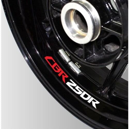 A set of 8pcs high quality Motorcycle Wheel Sticker Decal Reflective Rim Motorcycle logo decal For Honda CBR250R cbr 250r