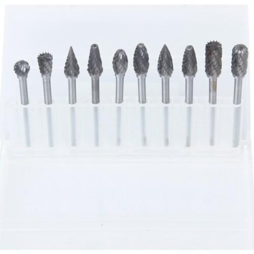 10Pcs 1/8'' Carbide Cutter Rotary Burr Set CNC Engraving Bit Grinding 6mm