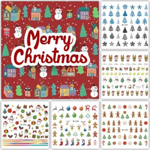 5 pcs Christmas nail stickers Japan Korea nail watermark stickers cartoon christmas tree snowflake Snowman reindeer gift