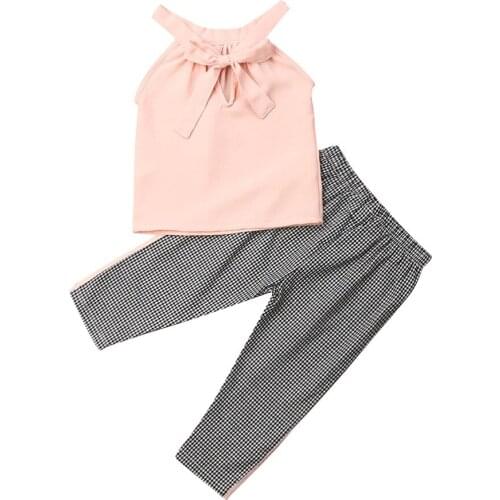 Baby Girl Clothes 2PCS Toddler Kid Baby Girl Clothes Sleeveless Halter Tops+Pants Summer Outfits Set