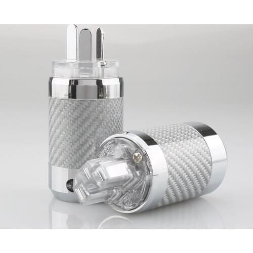 A Pair FP841 Carbon Fiber Rhodium Plated AU Australia Male Female Power Connector HIFI DIY Mains Connector