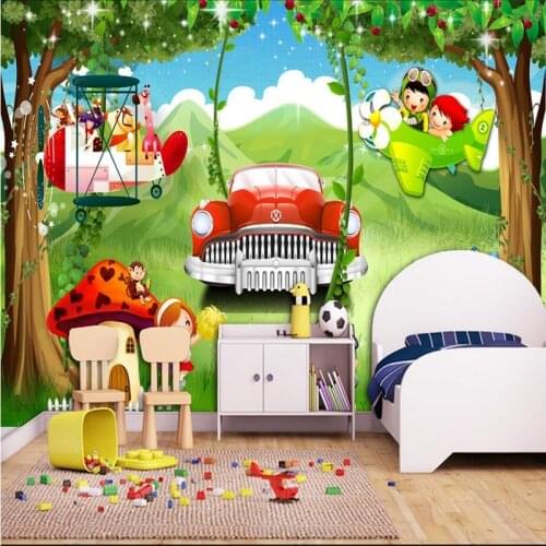 Custom 3D Photo Wallpaper Forest Cartoon Car Dream Childrens Room Painting Wall Mural Wallpapers Home Decor Wall Papers