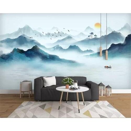 Beibehang Custom wallpaper modern minimalist new Chinese ink artistic landscape landscape wall decorative painting 3d wallpaper