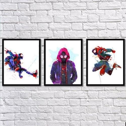 Disney Posters and Prints Canvas Painting On the Wall Art Marvel Movie Watercolor Movement Spiderman Picture for Room Home Decor