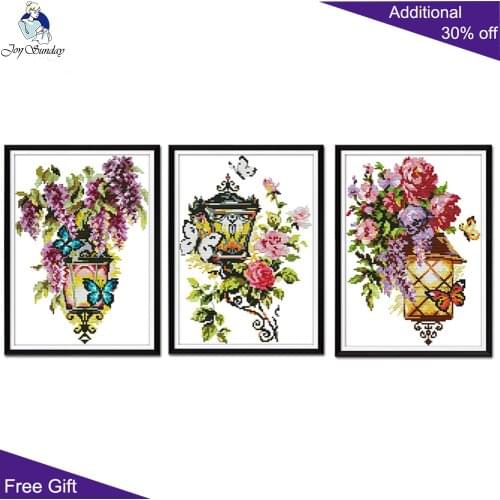 Joy Sunday Light Of Fascination Cross Stitch H794H795H796 14CT 11CT Counted Stamped Home Decor Light And Flowers Cross Stitch