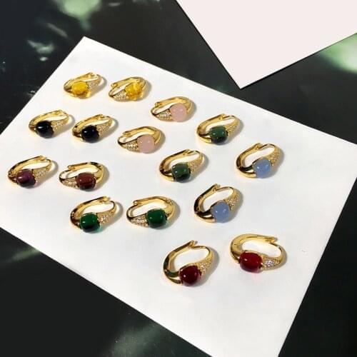 Fashion Gold Buckle Hoop Earrings 8 Colors Crystal Earring for Women Wedding Birthday Gift Jewelry