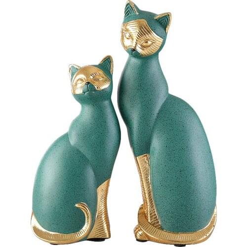 Cat Statues Et Sculptures Desk Accessories Figurine Aesthetic Room Decor Escultura Decoracao Home Decoration Figuras Art Deco