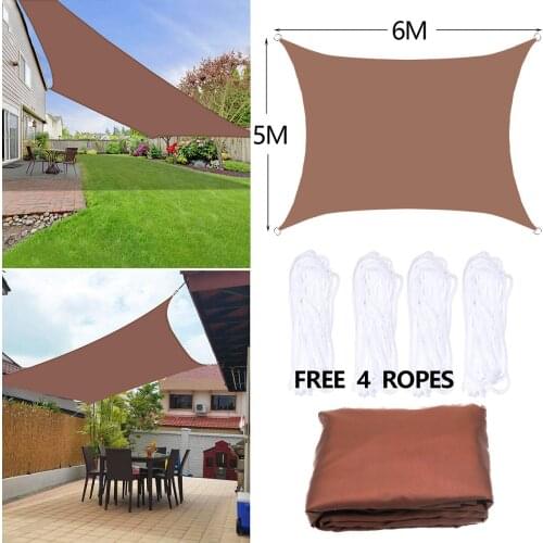 5X6M 4200d Waterproof Polyester Shade Sail Garden Terrace Canopy Swimming Sun Shade Camping Yard Sail Awning Garden Parasol