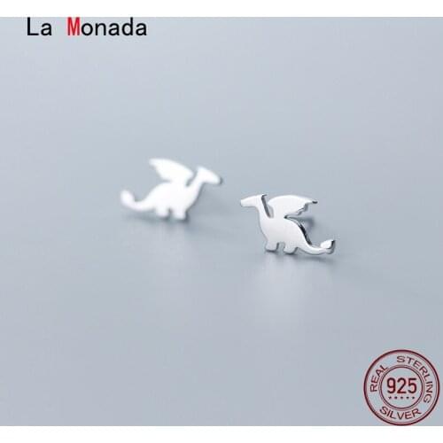 La Monada Flying Dragon Minimalist Sterling Silver Stud Earrings Women Fine In 925 Silver Jewelry Woman Earrings Stud Silver 925