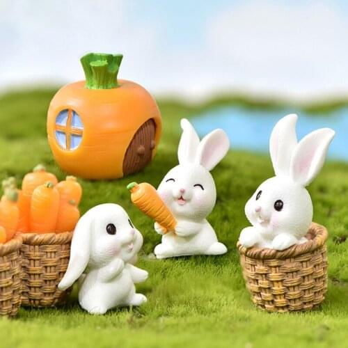 1PCS Lovely Resin Plants Rabbit Cute Micro Landscape Succulent Ornaments Plant Decoration Garden Miniatures DIY Doll