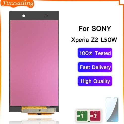 100% Tested LCD Display Touch Screen Digitizer Assembly Replacement For Sony Xperia Z2 L50W D6502 D6503 Free shipping