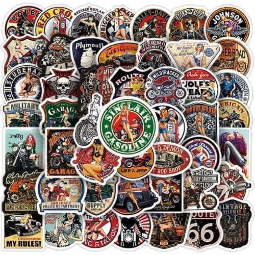 100pcs Street Dance Punk Motorcycle Girl Stickers Retro Sexy Pin Up Girl Graffiti Suitcase Laptop Waterproof Sticker Decoration