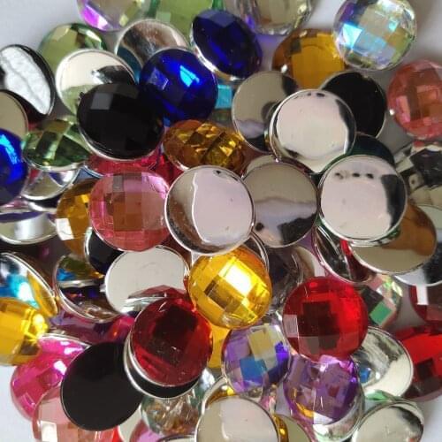 18mm 100pcs/pack Mixed Round Acrylic Rhinestones,Acrylic crystal Flat Back Non HotFix Rhinestones Jewelry accessories