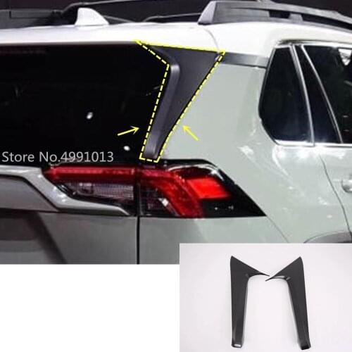 For Toyota RAV4 2019 2020 car body styling rear tail spoiler side back triangle molding window bezel trim 2pcs