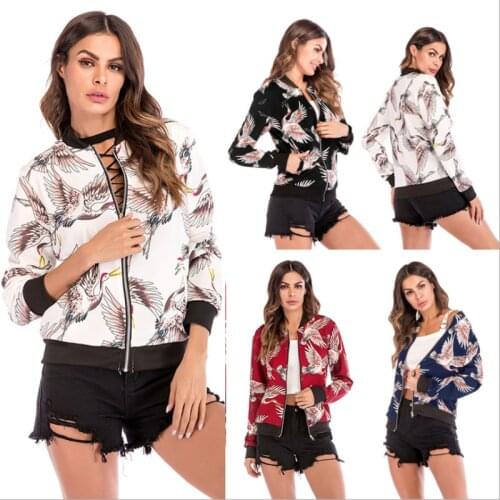 2021 Autumn and Winter New Ladies Casual Jacket Printing Loose Long-sleeved Baseball Collar Fashion Jacket Woman Clothing WP40