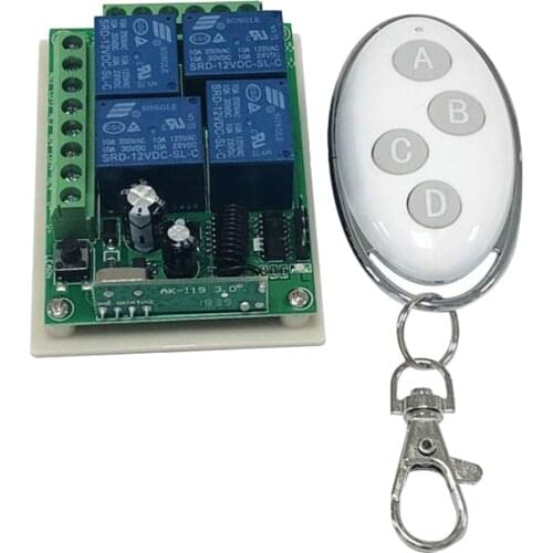 4CH Relay RF Wireless Remote Control Switch (Waterproof) - Wireless Light Switch, Receiver With One Button Transmitter, White