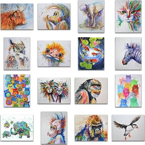 DIY Diamond embroidery Animal cow monkey elephant Diamond painting cat owl fish Full Square Diamond mosaic zebra monkey elephant