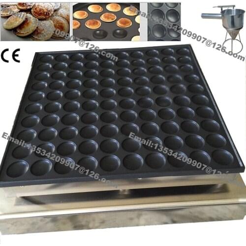 Free Shipping Commercial Nonstick 45mm 100pcs Poffertjes Mini Dutch Pancake Maker Iron Machine Baker Grill with Batter Dispenser
