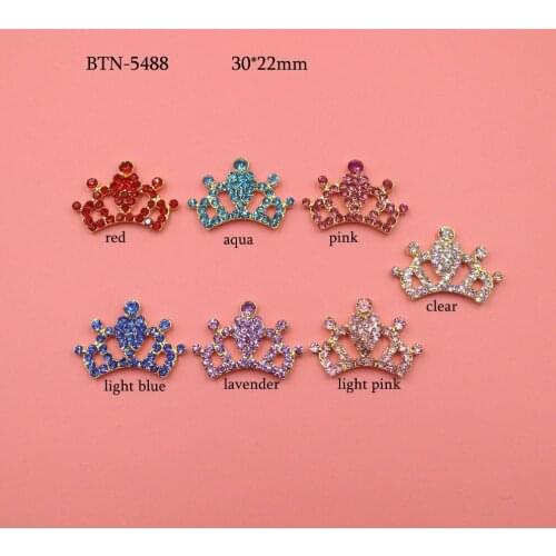 Free shipping gold plating 30*22mm crown rhinestone button 50PCS (BTN-5488)