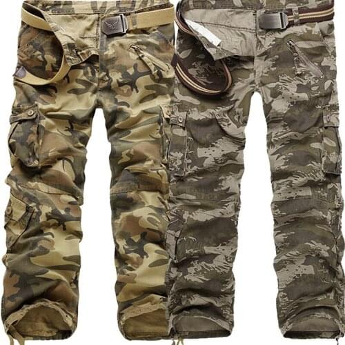 Cargo pants spring Autumn washing Multi-pocket camouflage overalls men cotton military uniform pants men baggy cargo pants men