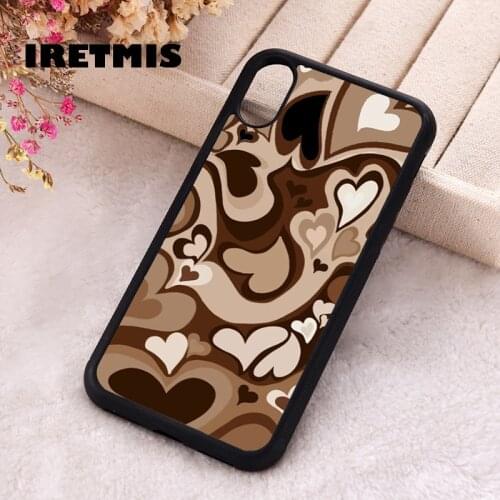 Iretmis 5 5S SE 2020 Phone Cover Case for iPhone 6 6S 7 8 Plus X Xs XR 11 12 Mini Pro Max Silicone TPU Brown Hearts