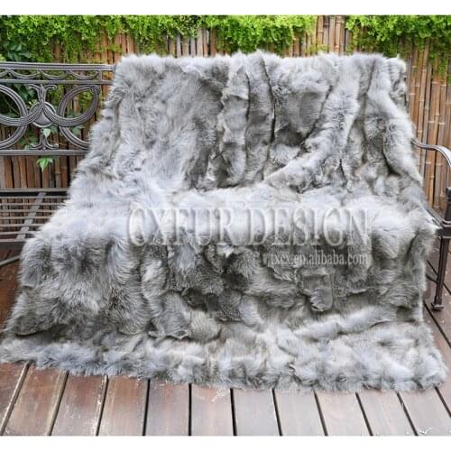 CX-D-123A Soft Home Decoration Carpet Area Rug Genuine Fox Fur Blanket Fur Area Rugs