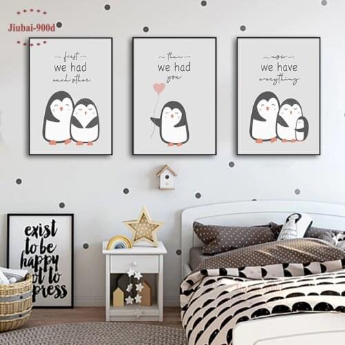 Nursery Wall Art Decorative Cartoon Animal Penguin Pictures Canvas Painting Baby Room Wall Decoration Posters and Prints NUR31