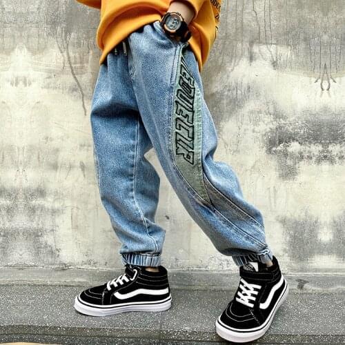 Hip Hop Boys Jeans Side patchwork Denim Harem Pants Cowboy Child boys Trousers Kids Autumn New Casual Jeans Childrens clothing