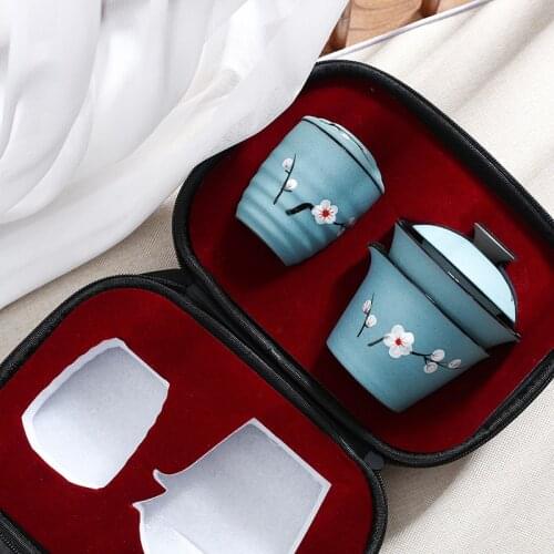 Gaiwan Ceramic Tea Cup Small Chinese Portable Cup Gift/Office Drinkware Tea Bowls Ceremony Teapot Ceramic Travel Teacup with bag