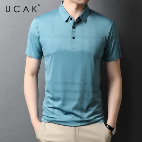 UCAK Brand Classic Striped Turn-down Collar Short Sleeve T-Shirts Summer New Arrivals Streetwear Tops Casual T Shirt Homme U5546