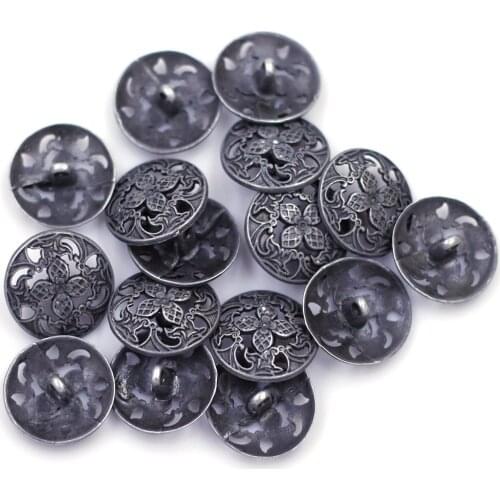 Round Gunmetal Metal Sewing Buttons for Clothing Hollow Flower 23mm Shank Jacket Blazer Apparel Scrapbook Handcraft Supplies