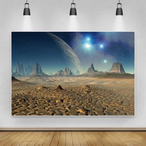 Laeacco Universe Starry Night Photographic Backdrops Science Fiction Earth Rock Birthday Photography Backgrounds For Photozone