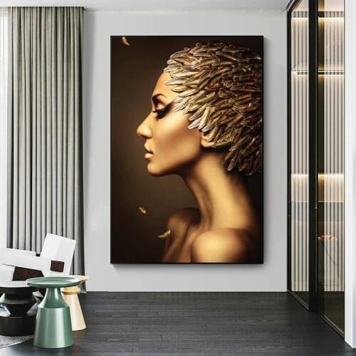 Copper Makeup Woman Canvas Paintings Home Wall Art Posters and Prints Wall Pictures for Living Room Home Wall Abstract Decor